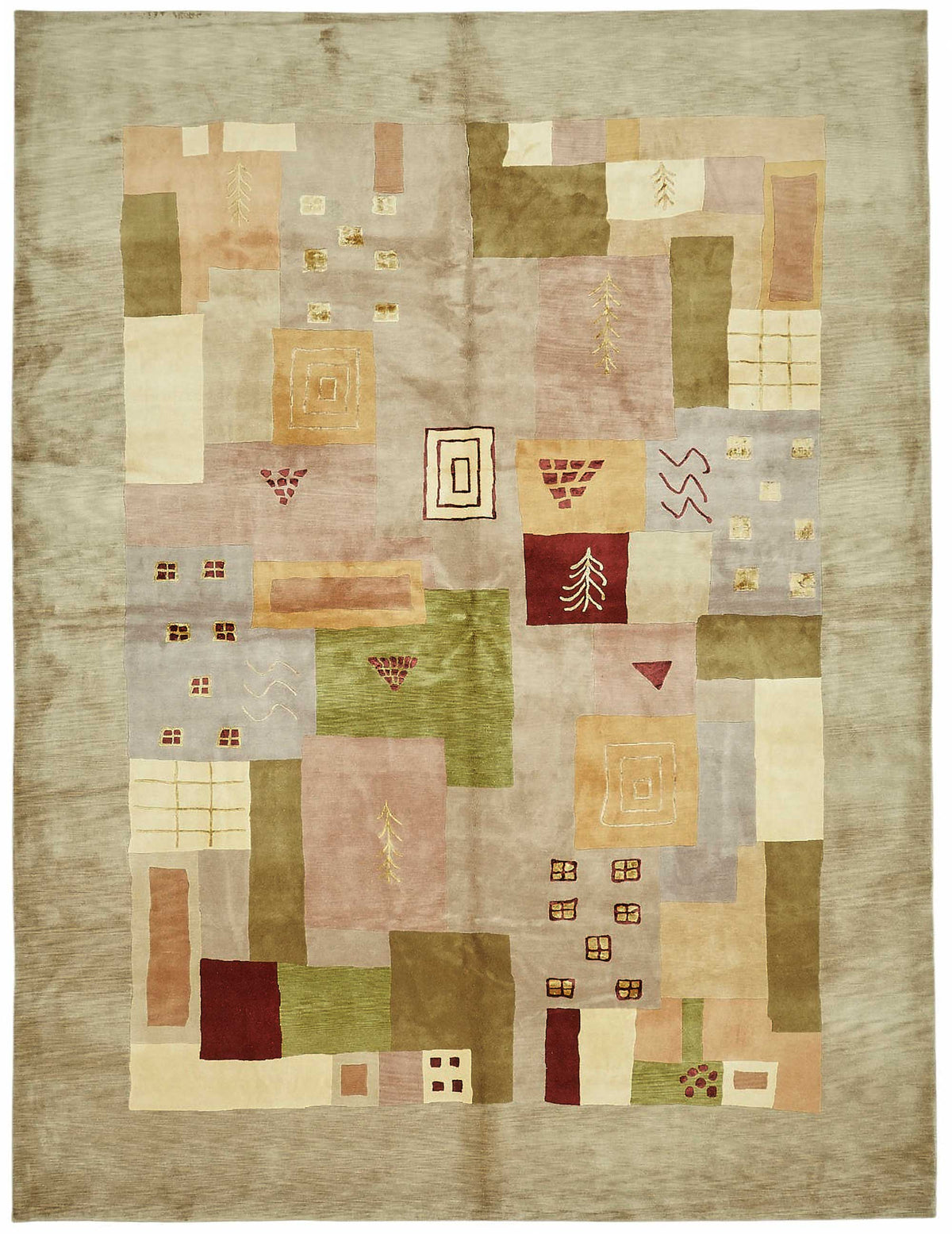 Vamave Çok Renkli Halı: Modern Geometrik Desenli Uşak Dokuma 268x356 cm