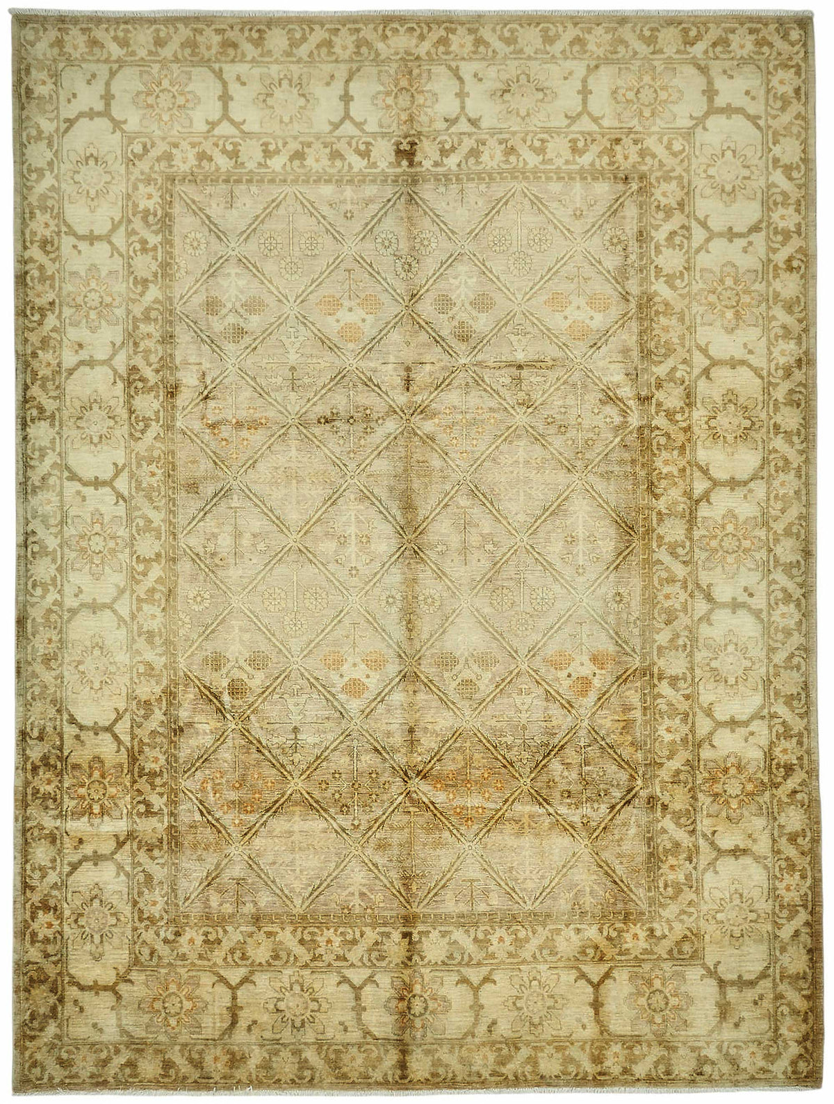 Vamave Kahverengi Halı 6 m2 Geometrik Desenli Vintage Uşak 303x414 cm