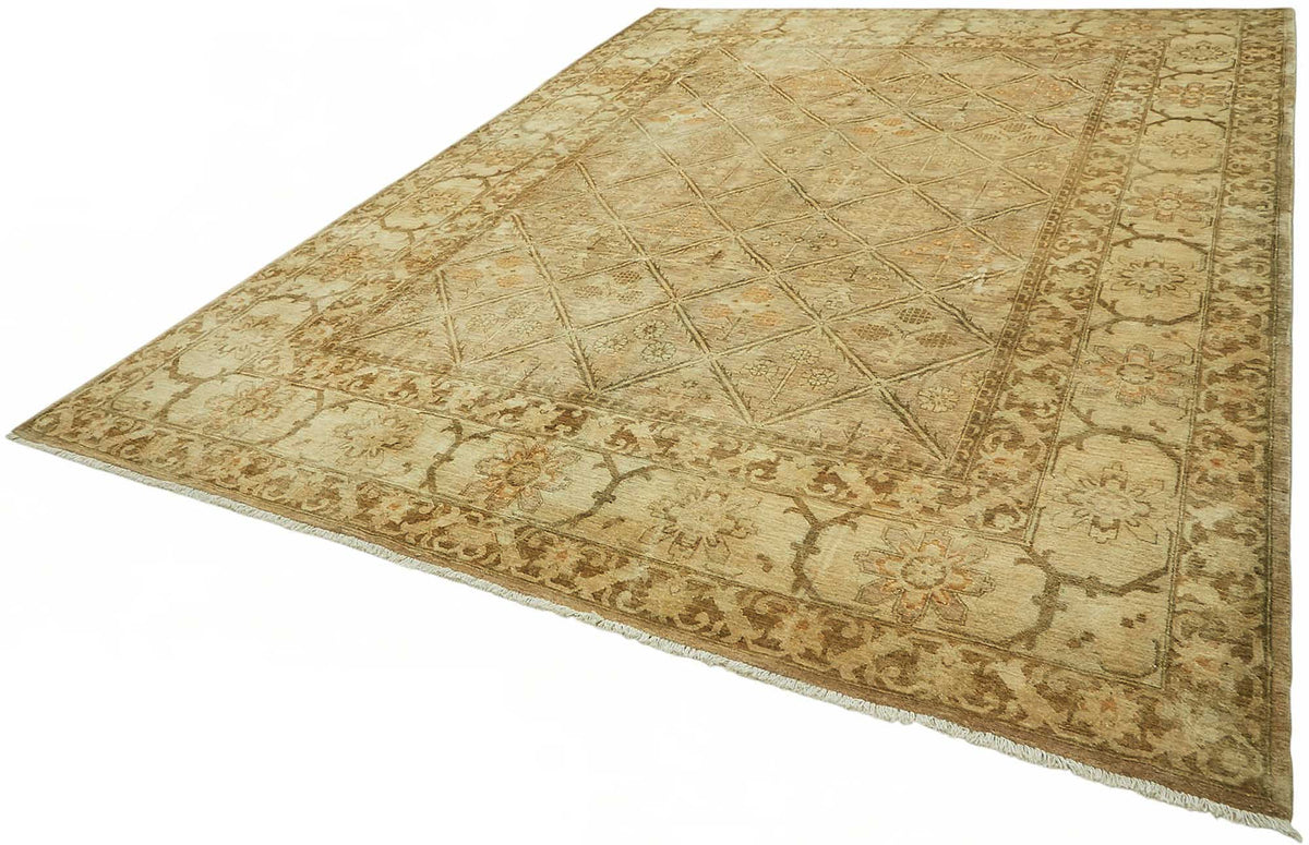 Vamave Kahverengi Halı 6 m2 Geometrik Desenli Vintage Uşak 303x414 cm – doku yakın çekim