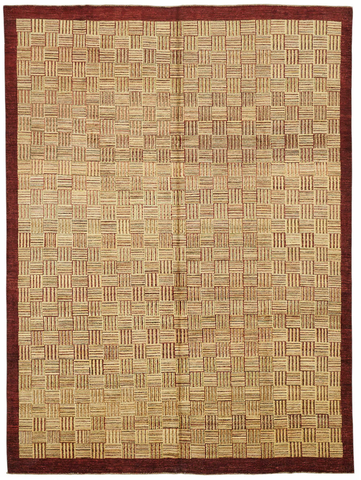 Vamave Uşak Halısı Bordo Bej Geometrik Desenli 273x368 cm 49170