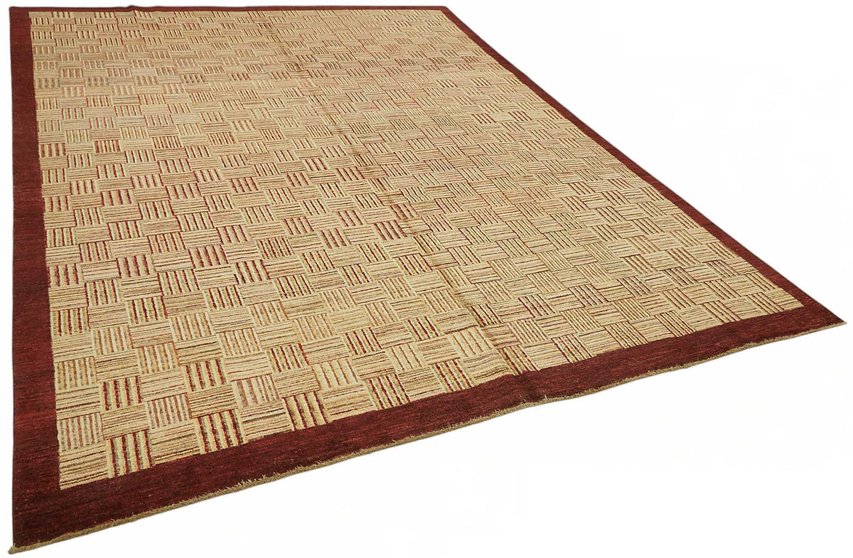 Vamave Uşak Halısı Bordo Bej Geometrik Desenli 273x368 cm 49170 – genel görünüm
