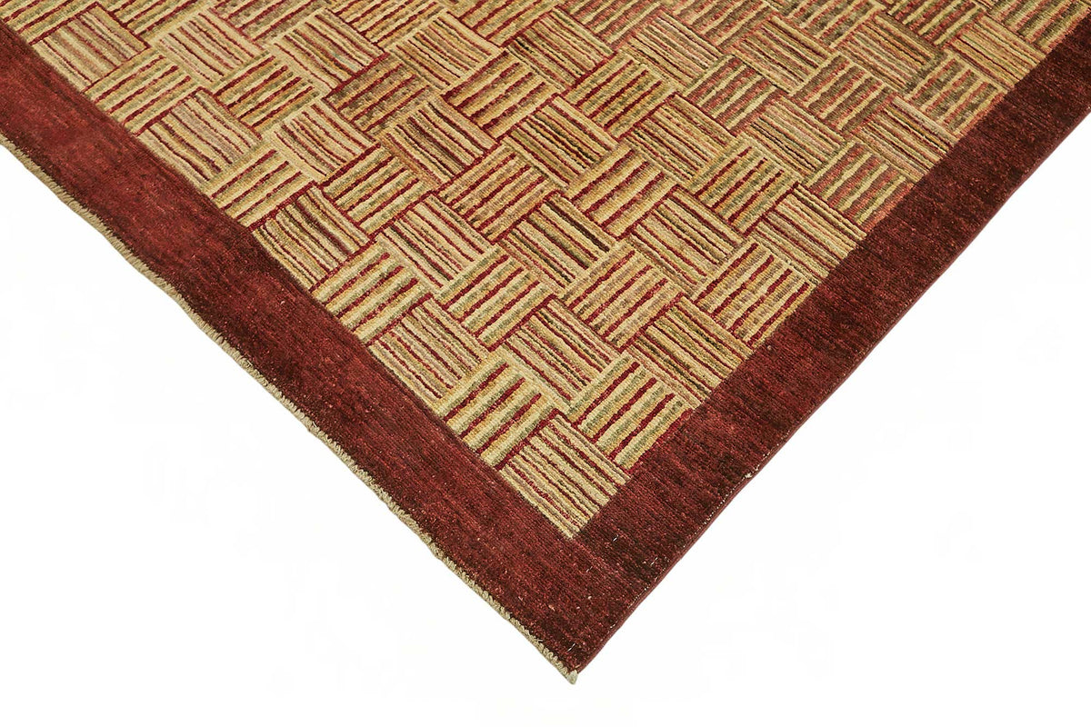Vamave Uşak Halısı Bordo Bej Geometrik Desenli 273x368 cm 49170 – detay görünümü