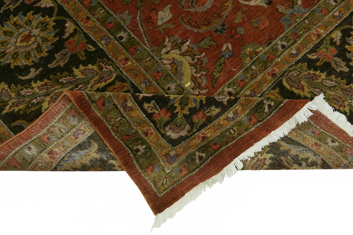 Vamave Kırmızı Çiçek Desenli Uşak El Dokuma Halı 285x344 cm – kenar detayı