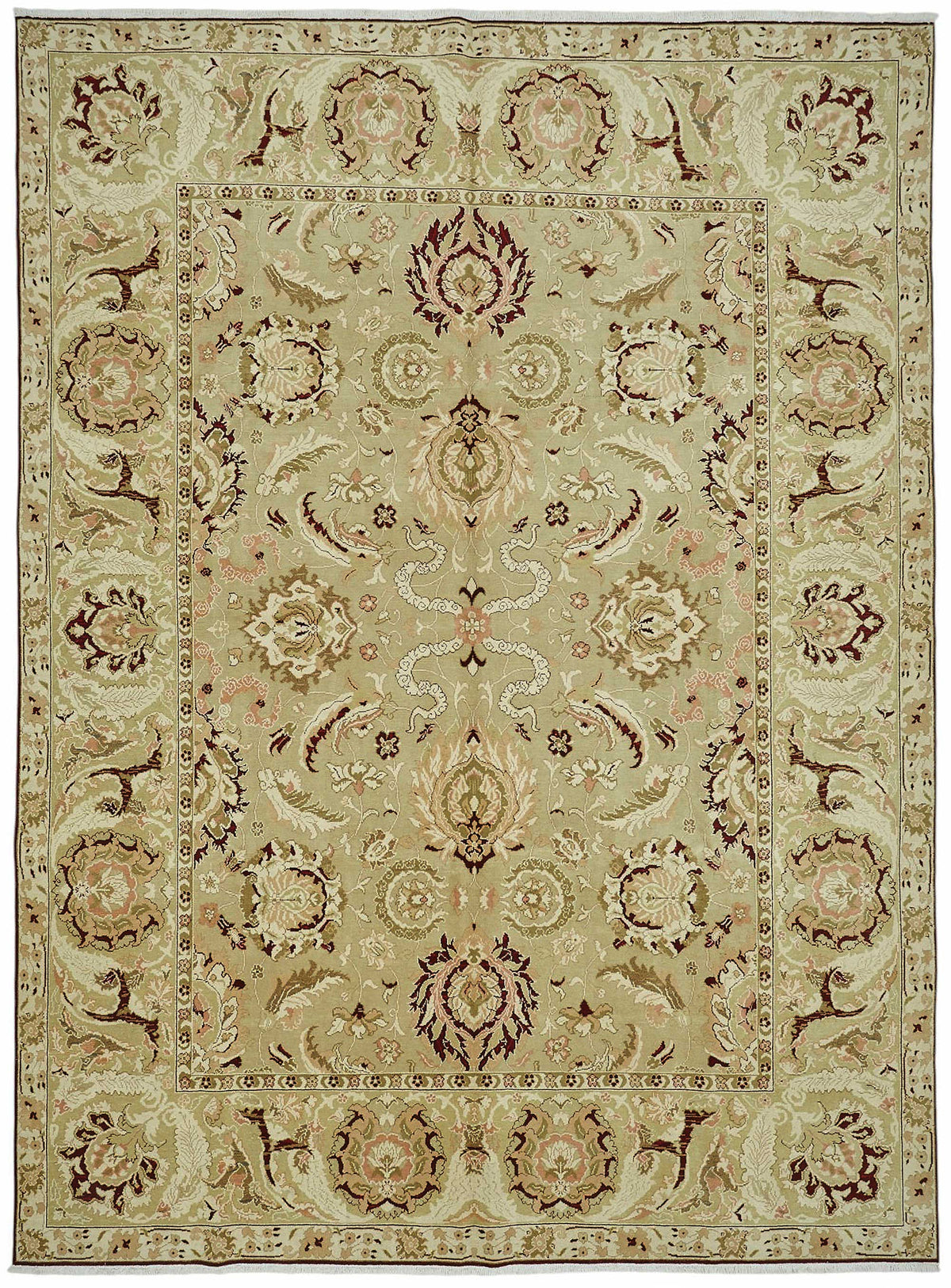 Vamave Madalyon Desenli Bej Kahverengi Uşak El Dokuma Halı 274x375 cm