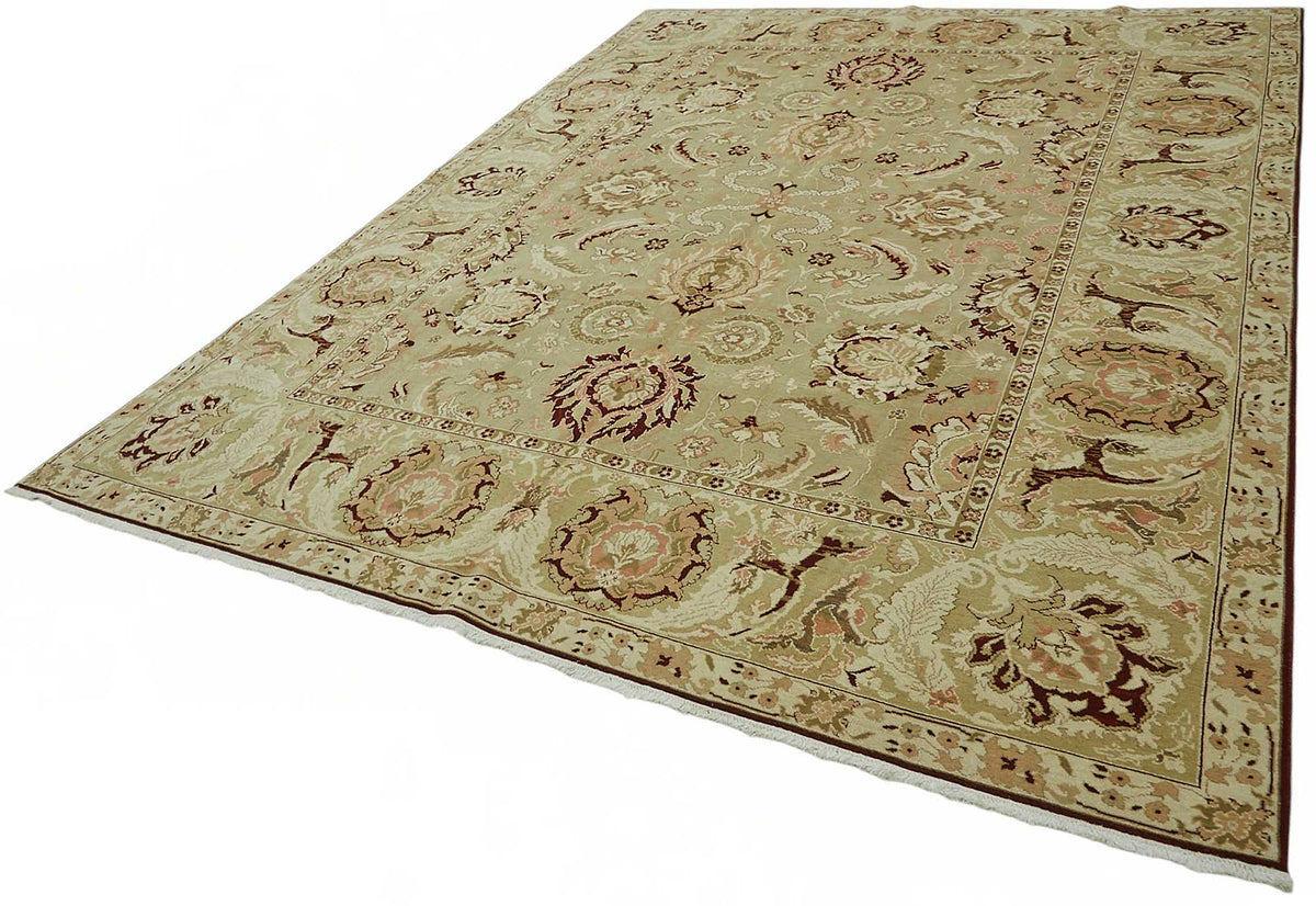 Vamave Madalyon Desenli Bej Kahverengi Uşak El Dokuma Halı 274x375 cm – doku yakın çekim