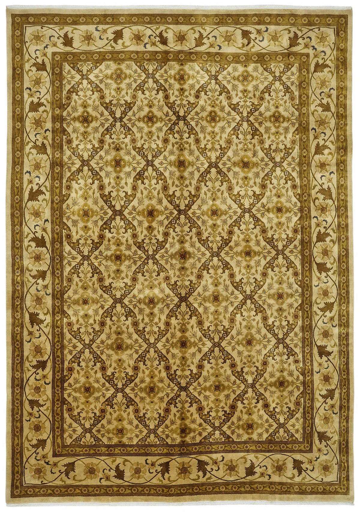 Vamave Bej Kahverengi Geometrik Klasik Uşak El Dokuma Halı 286x411 cm