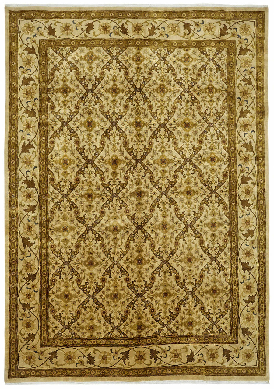 Vamave Bej Kahverengi Geometrik Klasik Uşak El Dokuma Halı 286x411 cm