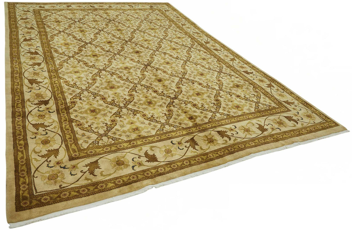 Vamave Bej Kahverengi Geometrik Klasik Uşak El Dokuma Halı 286x411 cm – genel görünüm