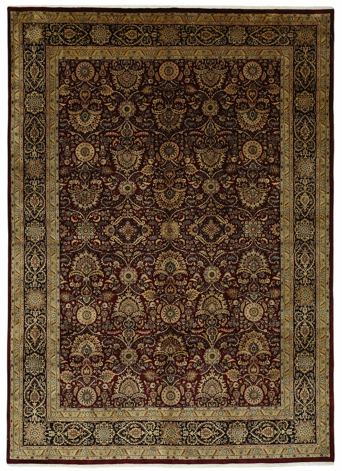 Vamave Bordo Çiçek Desenli Yün Uşak Halısı 301x427 cm 49176