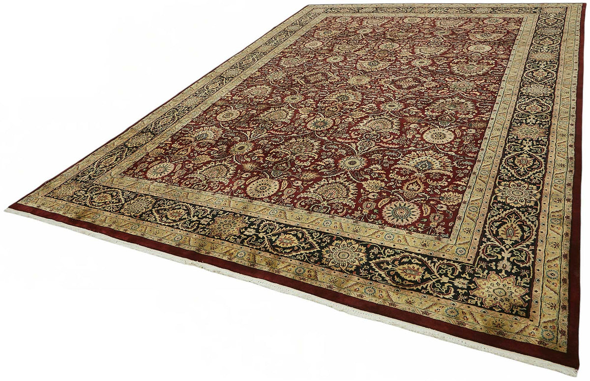 Vamave Bordo Çiçek Desenli Yün Uşak Halısı 301x427 cm 49176 – doku yakın çekim
