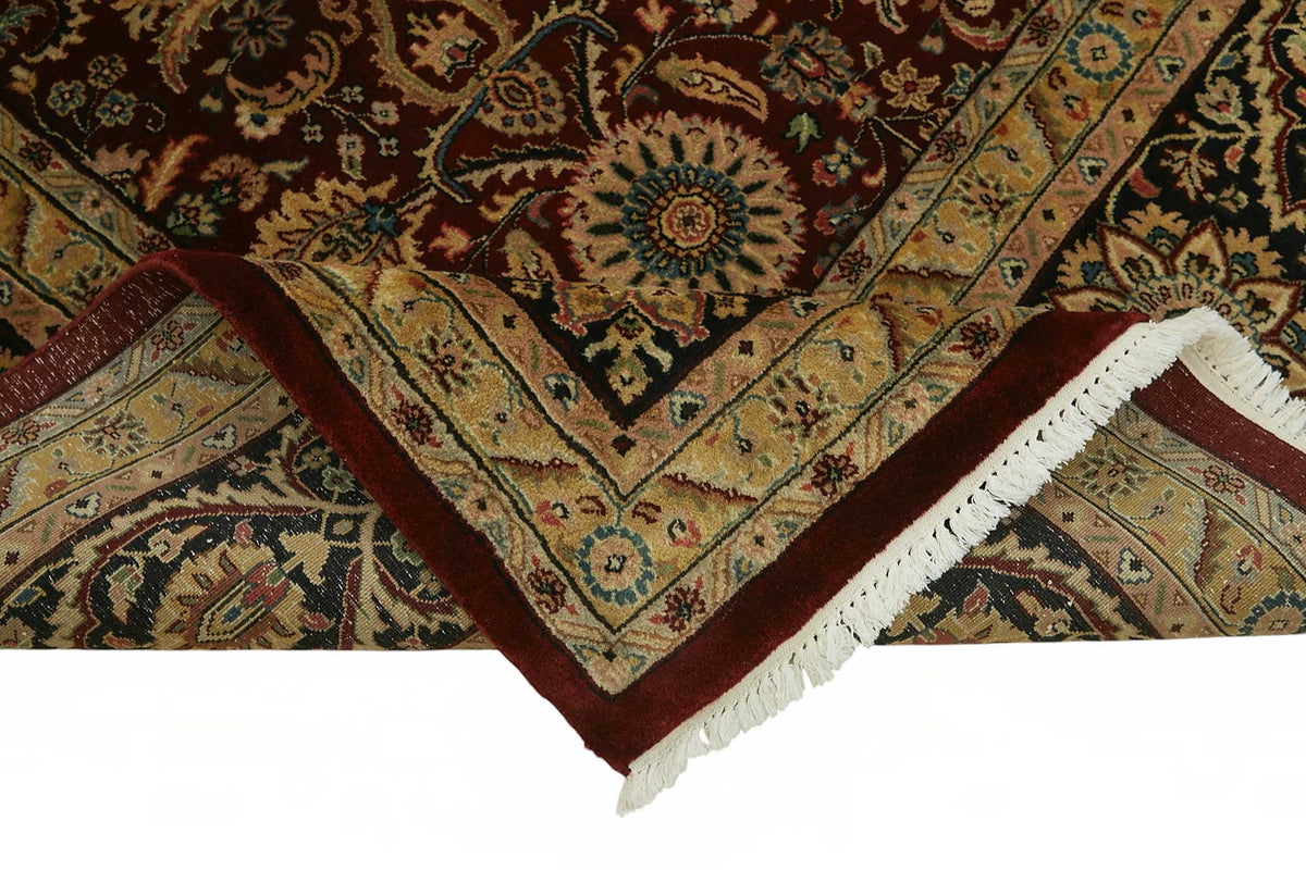 Vamave Bordo Çiçek Desenli Yün Uşak Halısı 301x427 cm 49176 – kenar detayı