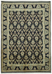 Vamave Uşak Halı Lacivert Bej Çiçek Desenli El Dokuması 256x373 cm