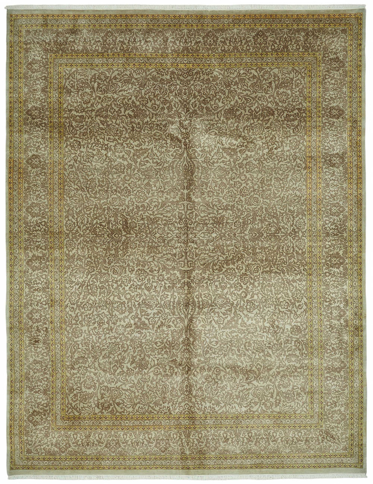 Vamave Bej Kahverengi Çiçek Desenli Uşak El Dokuma Halı 280x360 cm