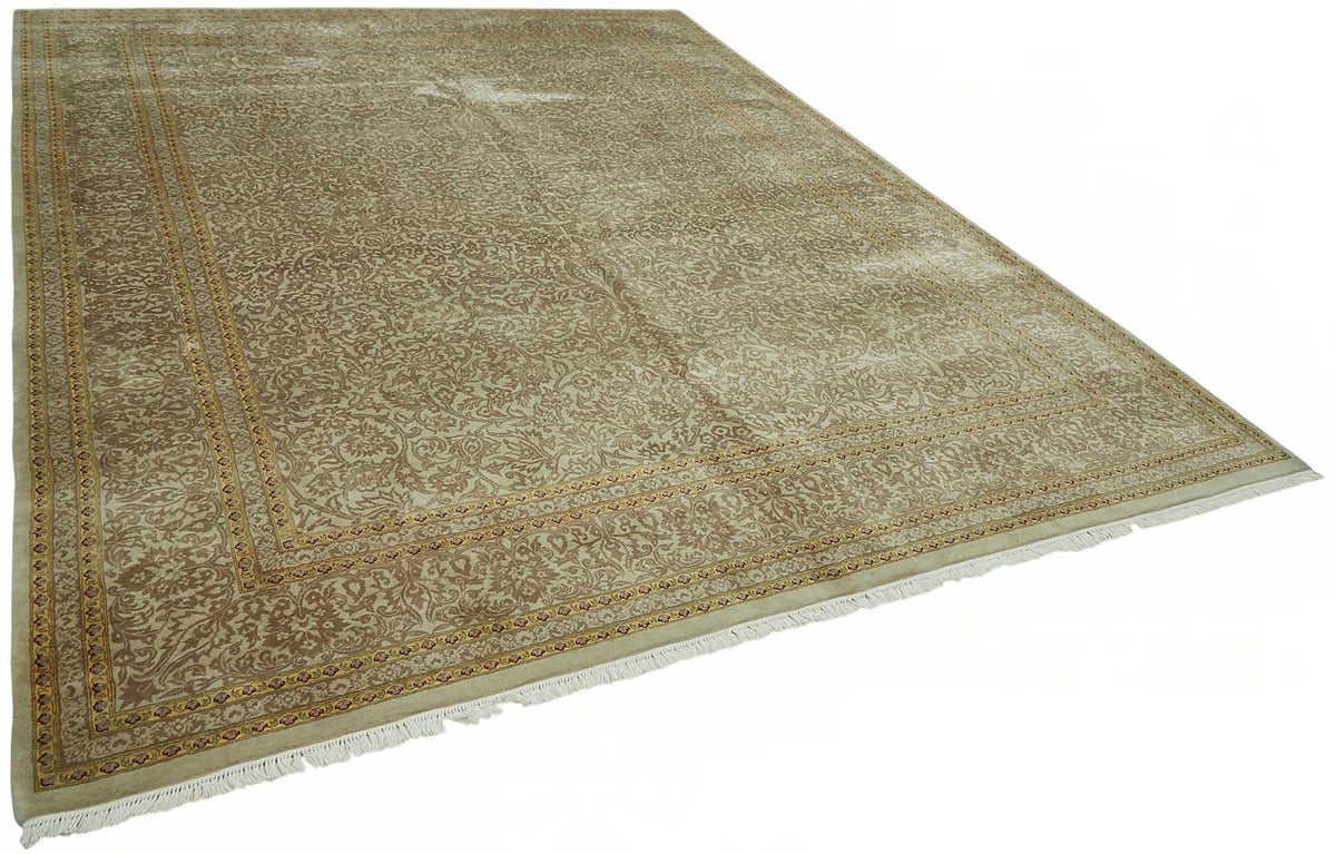 Vamave Bej Kahverengi Çiçek Desenli Uşak El Dokuma Halı 280x360 cm – genel görünüm