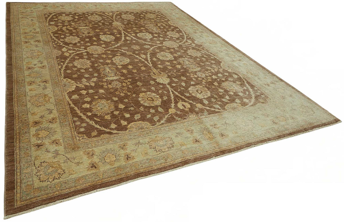 Vamave Açık Kahverengi Çiçek Desenli Yün Uşak Halısı 267x370 cm – genel görünüm