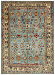 Vamave Geometrik Desenli Turkuaz ve Bej Uşak Halı 304x425 cm 49183