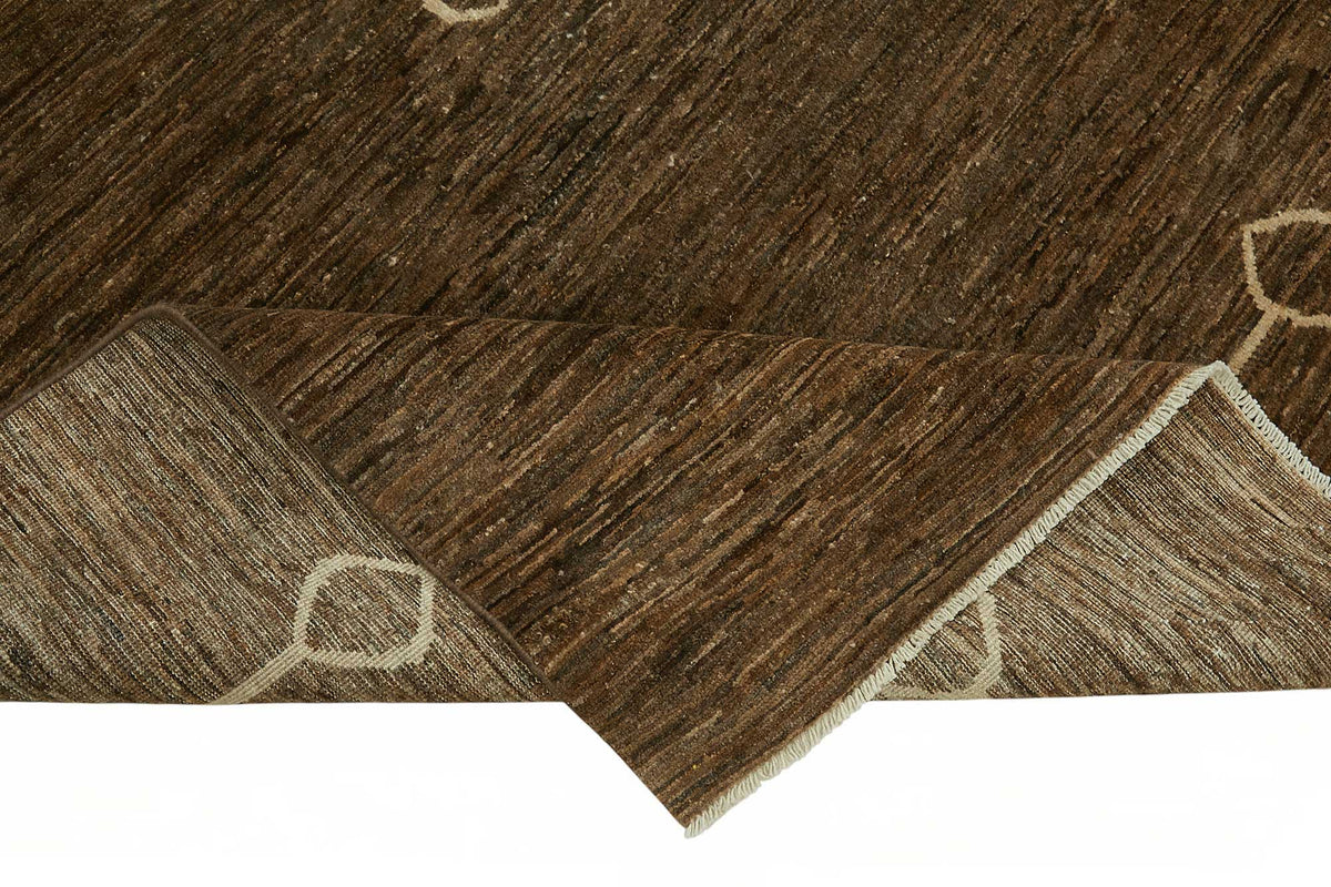 Vamave Kahverengi Geometrik Desenli Düz Dokuma Uşak Halı 271x357 cm – kenar detayı