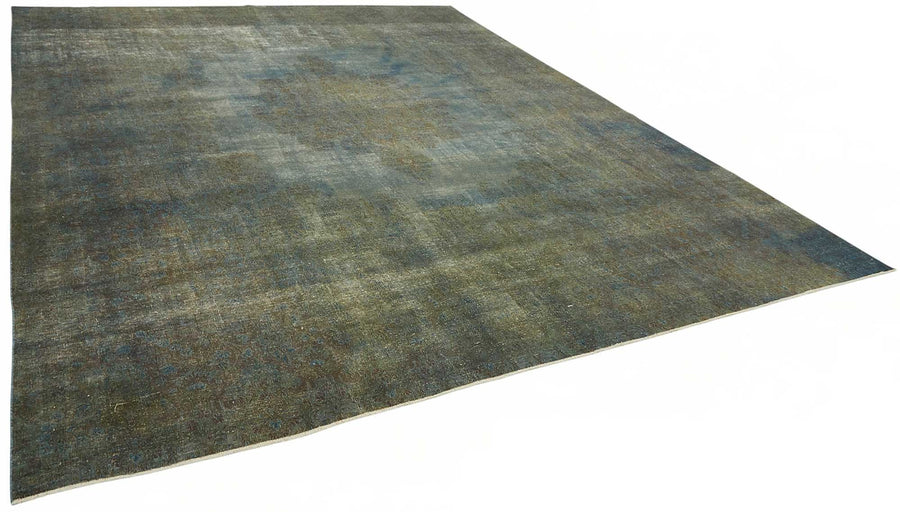 Zelko Gri Mavi Madalyon Modern Yün El Dokuma Halı 331x430 cm – genel görünüm
