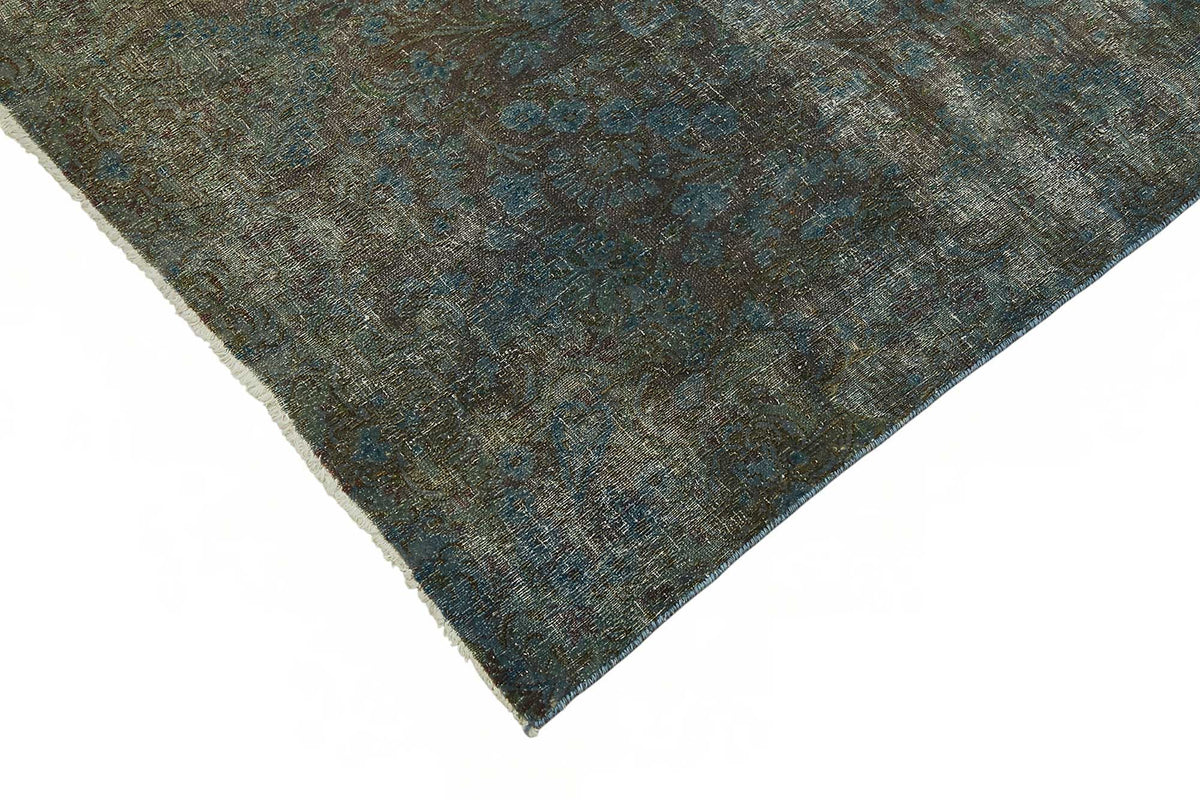 Zelko Gri Mavi Madalyon Modern Yün El Dokuma Halı 331x430 cm – detay görünümü