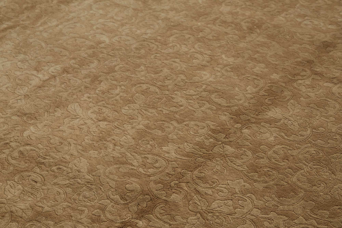 Vamave Vintage Uşak Halısı Bej Kahverengi Çiçekli El Dokuma Halı 305x412 cm – mekânda kullanım