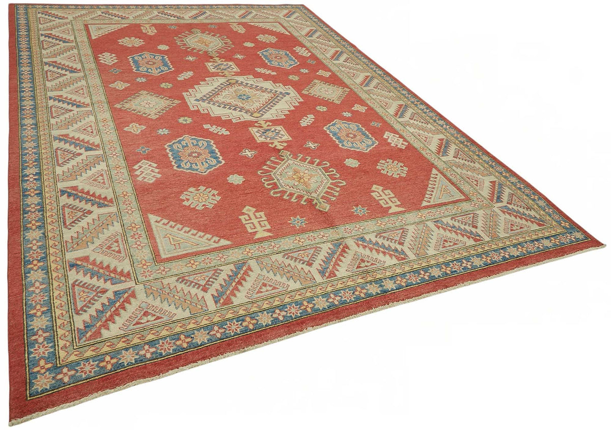 Vamave Kırmızı Bej Geometrik Desenli Uşak El Dokuma Halı 257x366 cm – genel görünüm