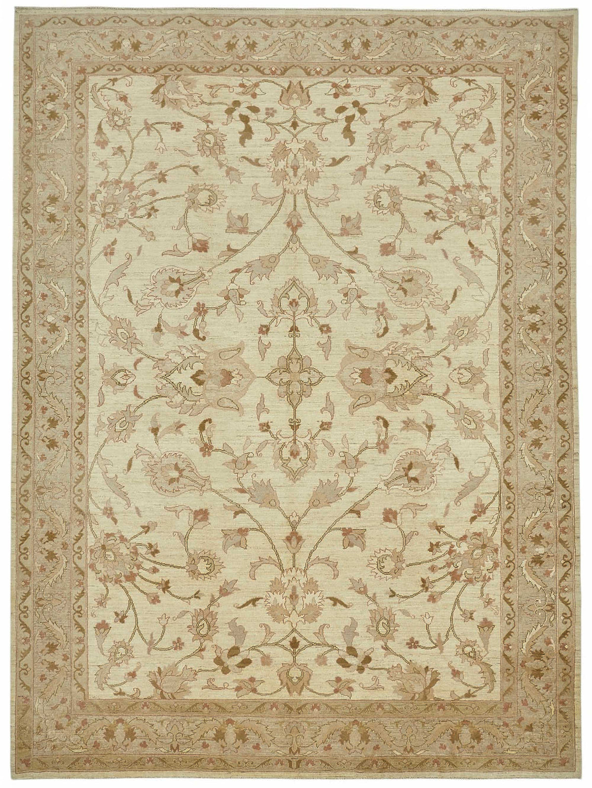 Vamave Düz Kahverengi Halı Uşak El Dokuması Çiçekli 265x353 cm