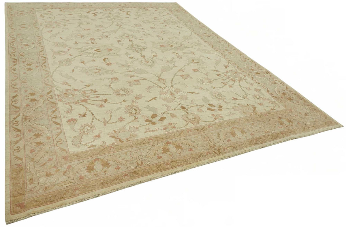 Vamave Düz Kahverengi Halı Uşak El Dokuması Çiçekli 265x353 cm – genel görünüm