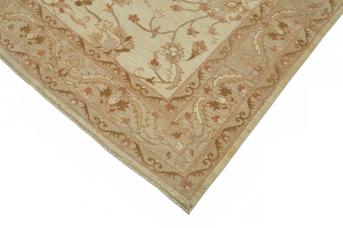 Vamave Düz Kahverengi Halı Uşak El Dokuması Çiçekli 265x353 cm – detay görünümü