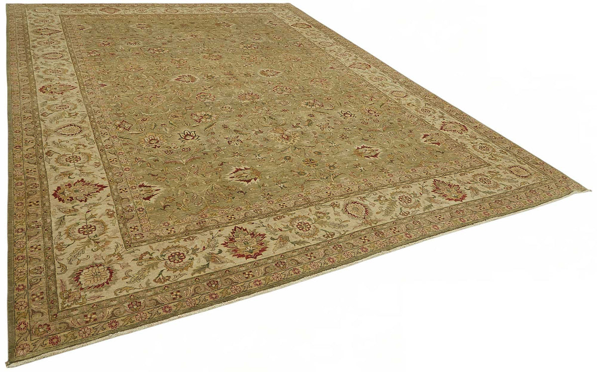 Vamave Çiçek Desenli Bej ve Yeşil Uşak Halısı 300x406 cm 49197 – genel görünüm