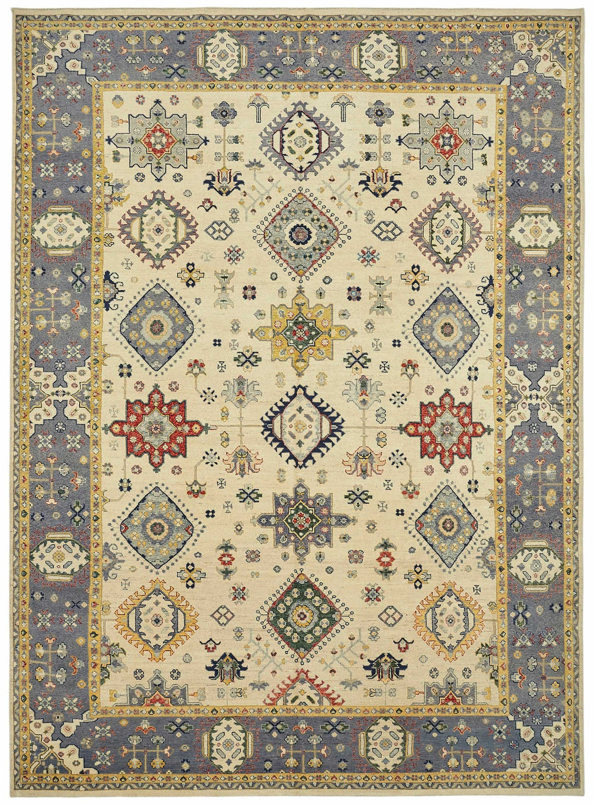 Vamave Krem Halı El Dokuma Uşak Geometrik Desenli 298x408 cm