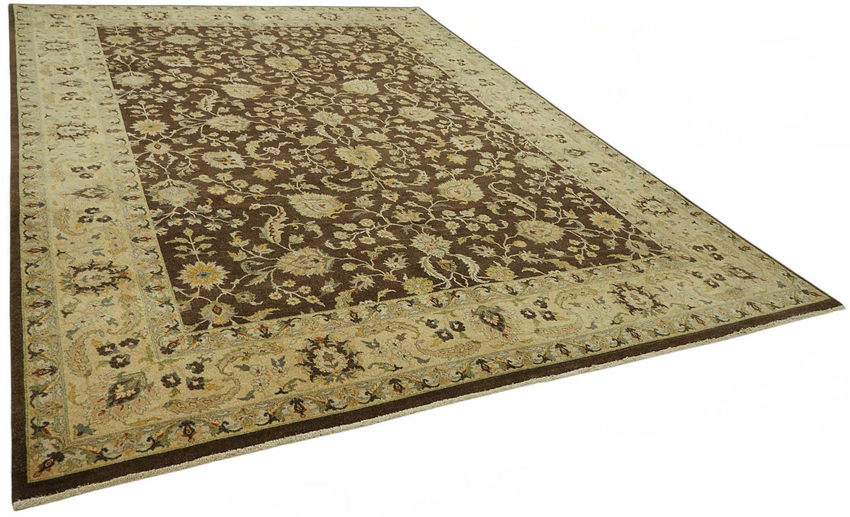 Vamave Çiçek Desenli Kahverengi Vintage Uşak Halısı 278x374 cm – genel görünüm