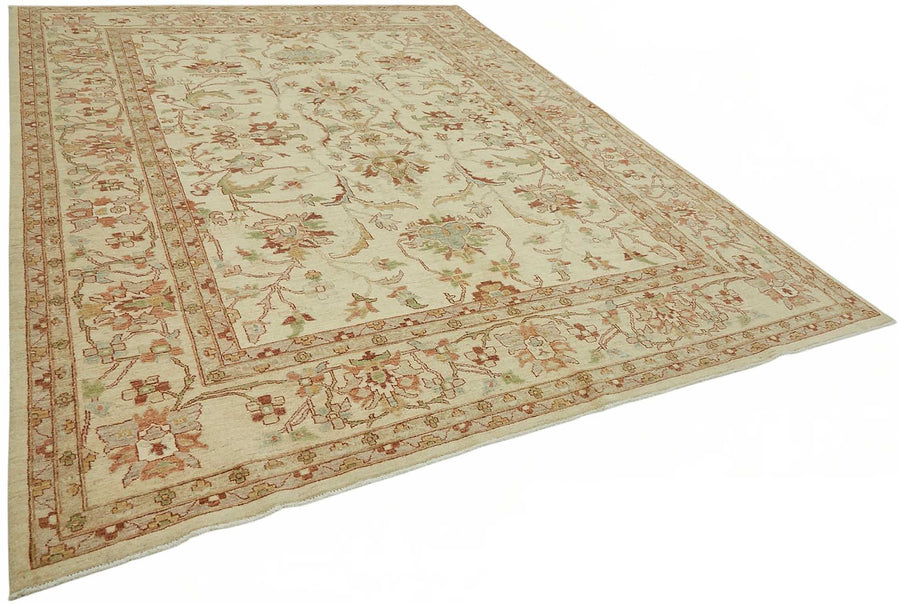 Vamave Krem Kahverengi Çiçek Desenli Yün El Dokuma Uşak Halısı 268x355 cm – genel görünüm