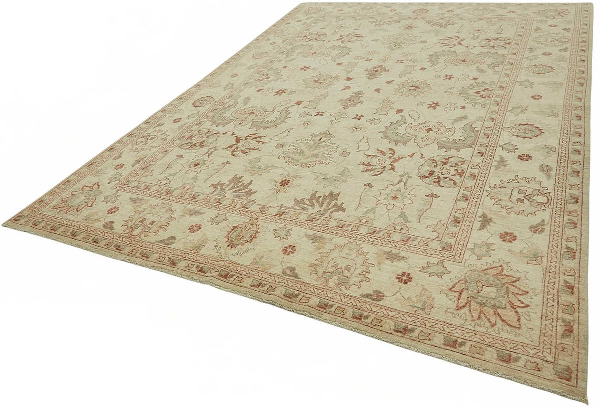 Vamave Kahverengi ve Bej Çiçekli Vintage Uşak Halı 266x377 cm – doku yakın çekim