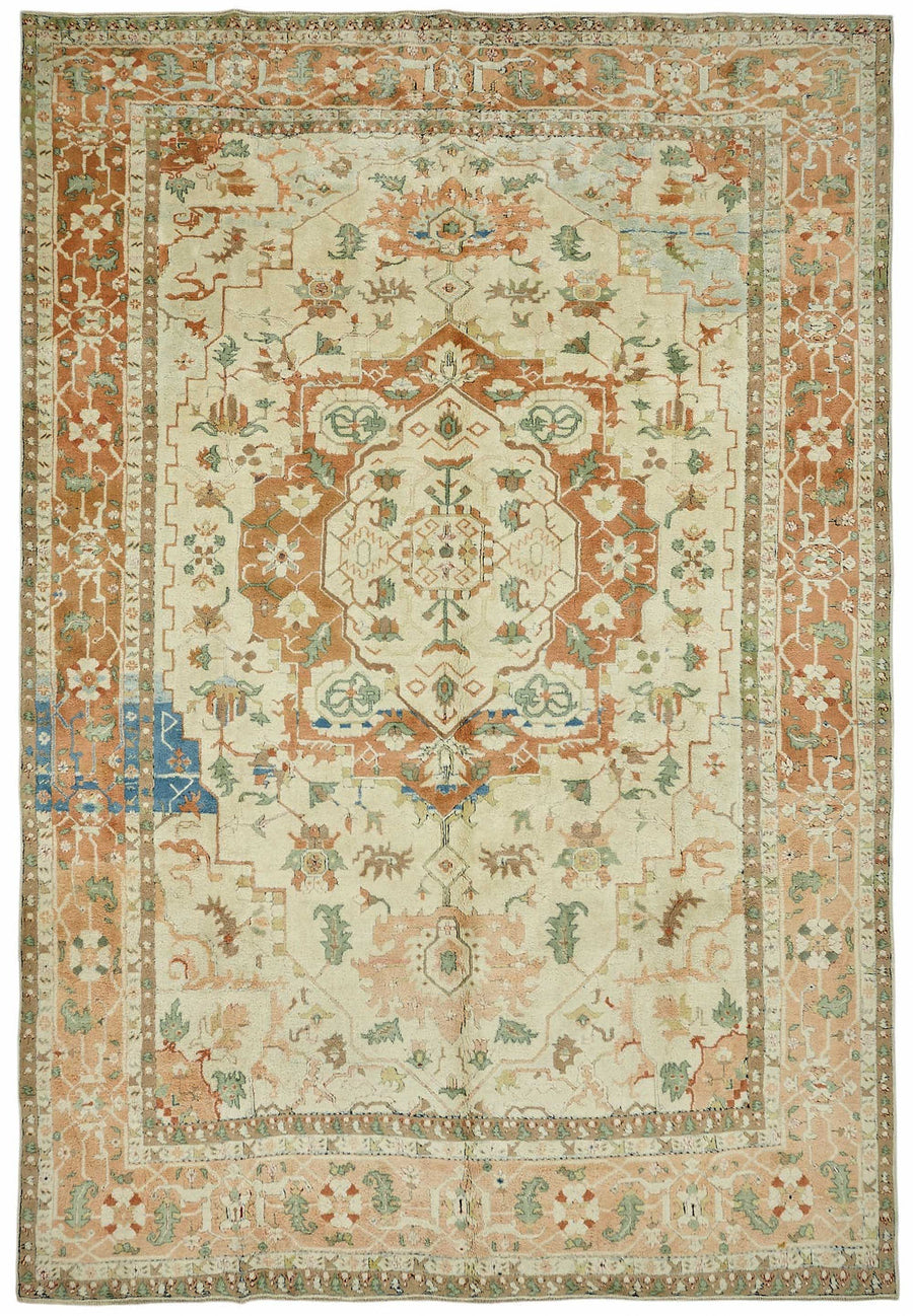 Vamave Madalyon Desenli Bej Uşak Halısı 274x397 cm - Düz Bej Halı
