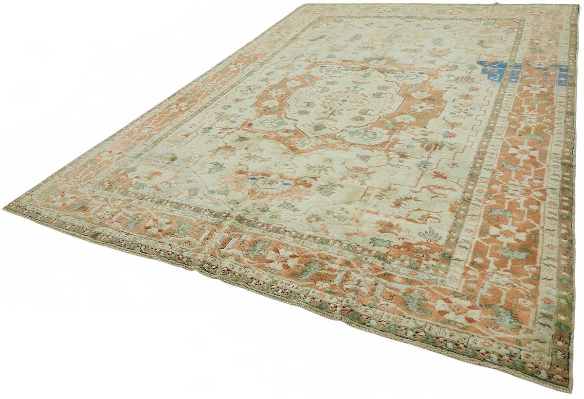 Vamave Madalyon Desenli Bej Uşak Halısı 274x397 cm - Düz Bej Halı – doku yakın çekim