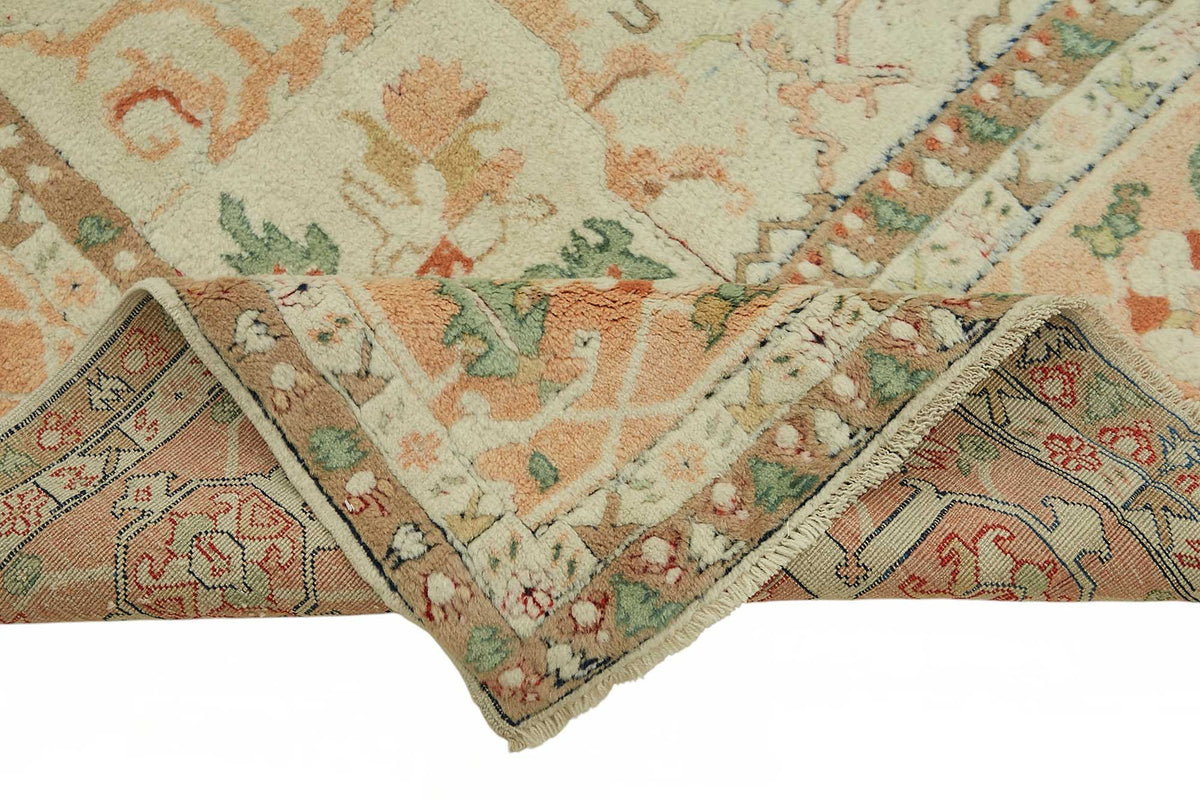 Vamave Madalyon Desenli Bej Uşak Halısı 274x397 cm - Düz Bej Halı – kenar detayı