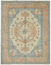 Vamave Somon ve Açık Mavi Madalyon Desenli Uşak Halısı 275x348 cm