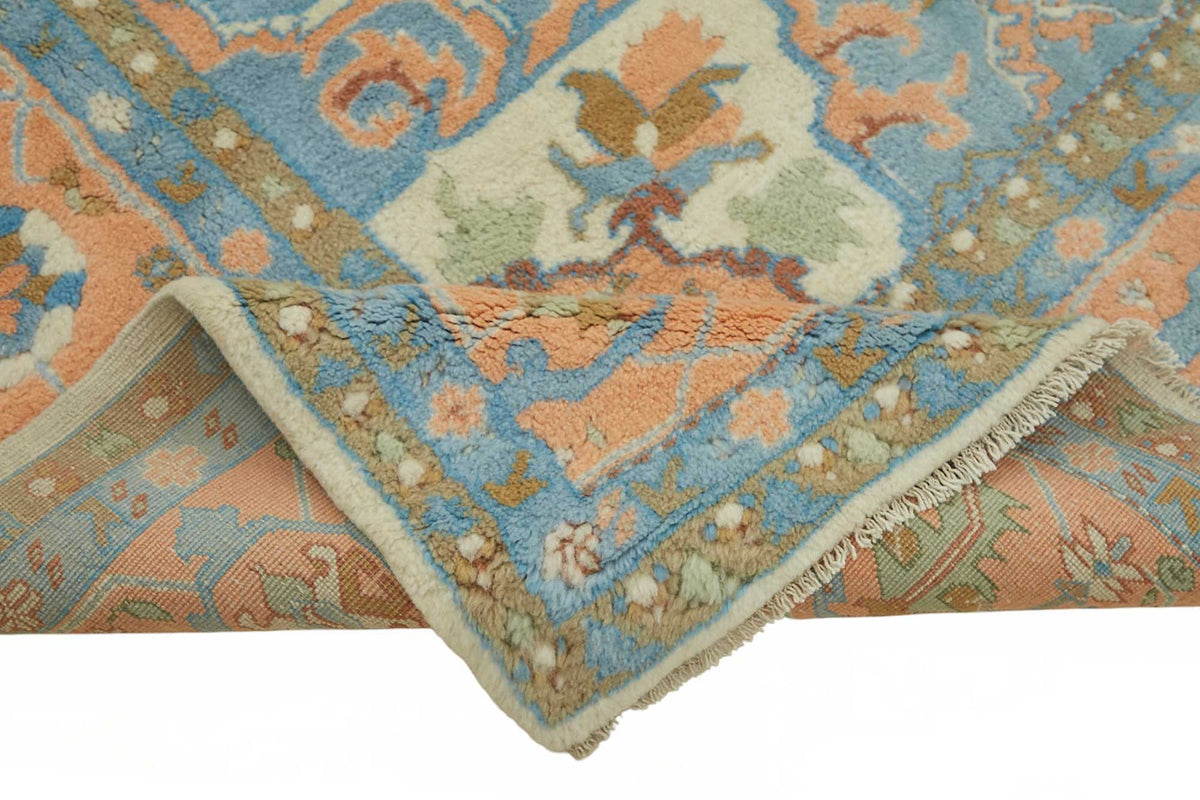 Vamave Somon ve Açık Mavi Madalyon Desenli Uşak Halısı 275x348 cm – kenar detayı