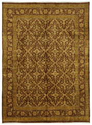 Vamave Kahverengi Altın Çiçek Desenli Uşak El Dokuma Halı 257x360 cm