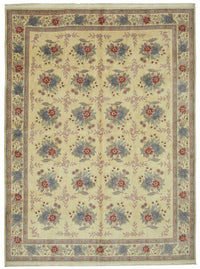 Vamave Bej Zeminli Mavi Çiçekli Düz Mavi Halı 274x366 cm 49206