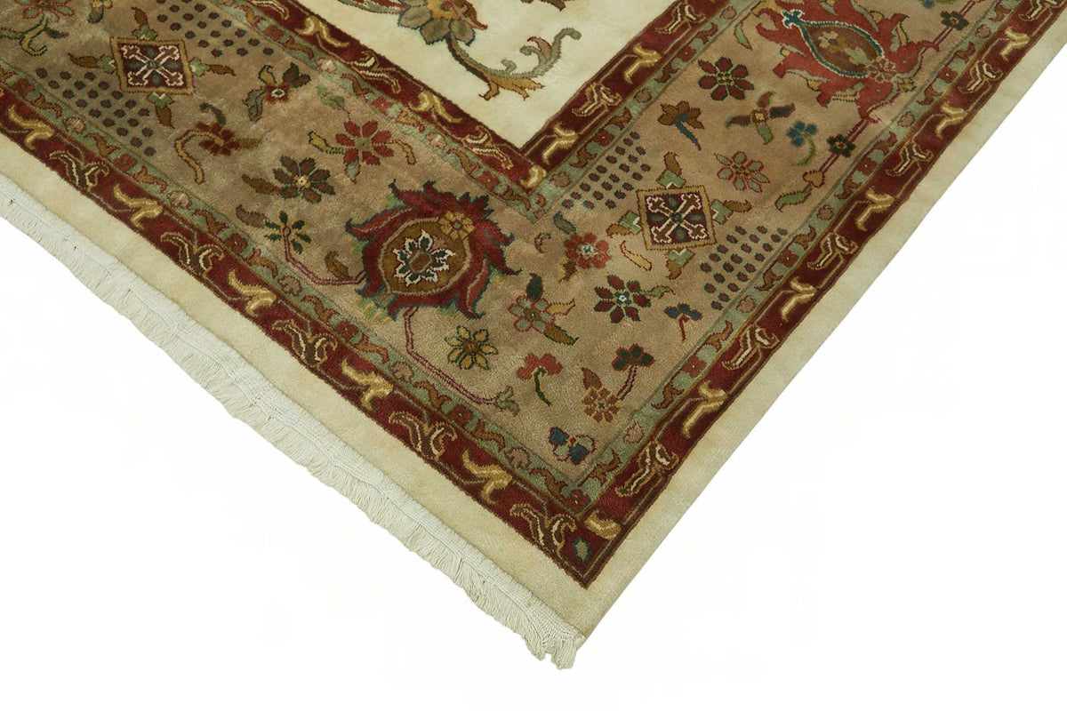 Vamave Uşak El Dokuma Krem Çiçek Desenli Yün Halı 276x360 cm – detay görünümü