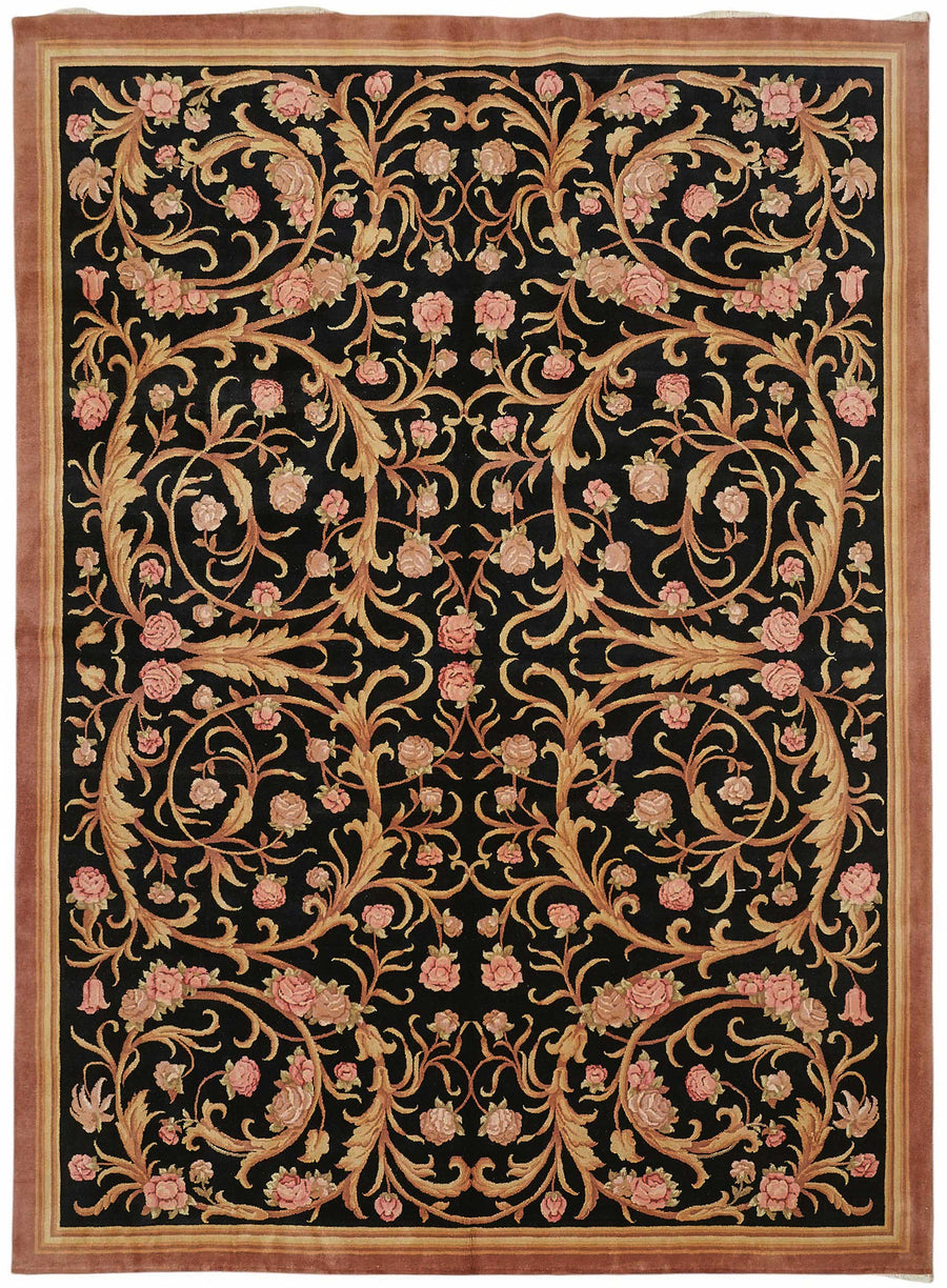 Vamave Siyah Bej Halı Vintage Uşak El Dokuması 262x360 cm