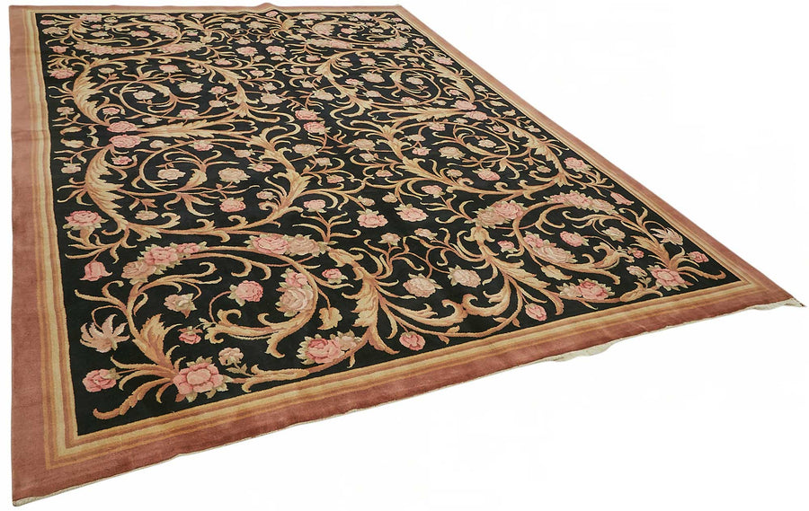 Vamave Siyah Bej Halı Vintage Uşak El Dokuması 262x360 cm – genel görünüm
