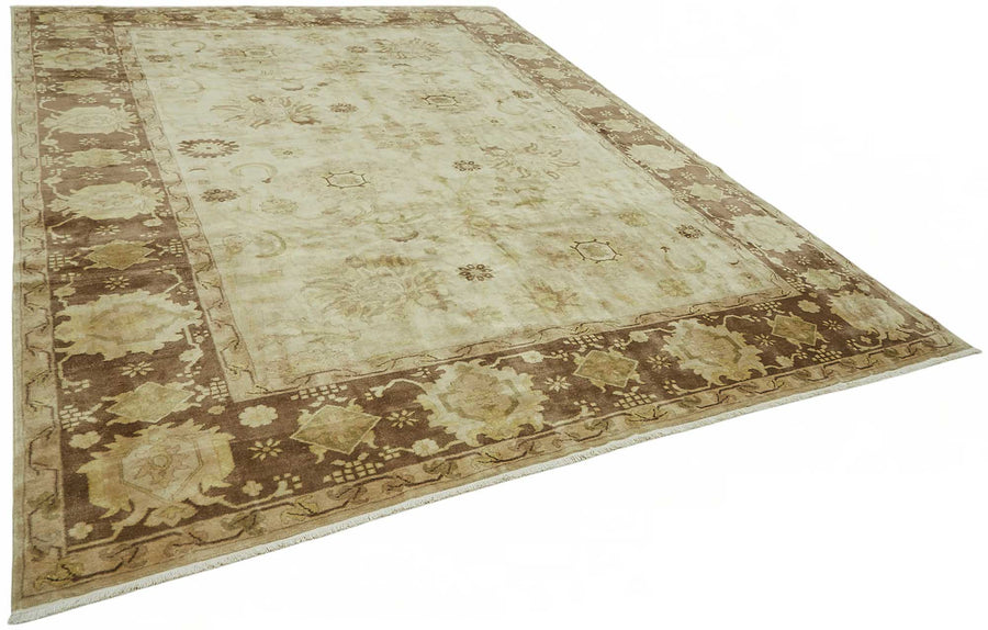 Vamave Bej Kahverengi Çiçek Desenli Uşak El Dokuma Halı 10-20 Yıllık 312x406 cm – genel görünüm