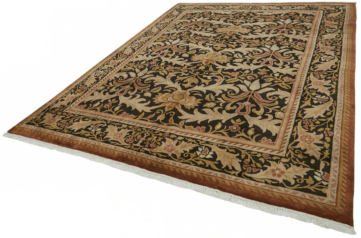 Vamave Klasik Madalyon Desenli Siyah Gold Uşak Halı 268x360 cm 49211 – doku yakın çekim
