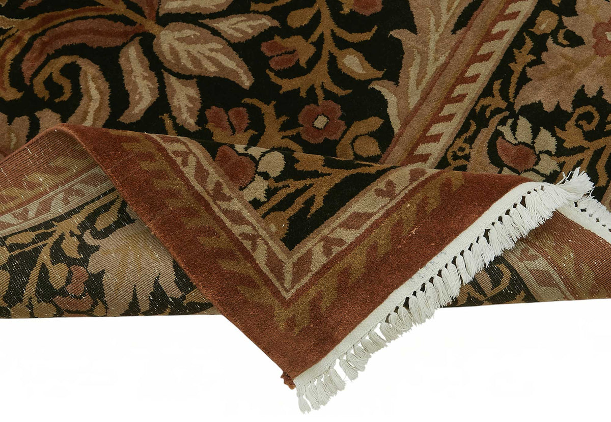 Vamave Klasik Madalyon Desenli Siyah Gold Uşak Halı 268x360 cm 49211 – kenar detayı