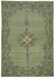Zelko Madalyon Desenli Overdyed Yeşil Halı 244x350 cm