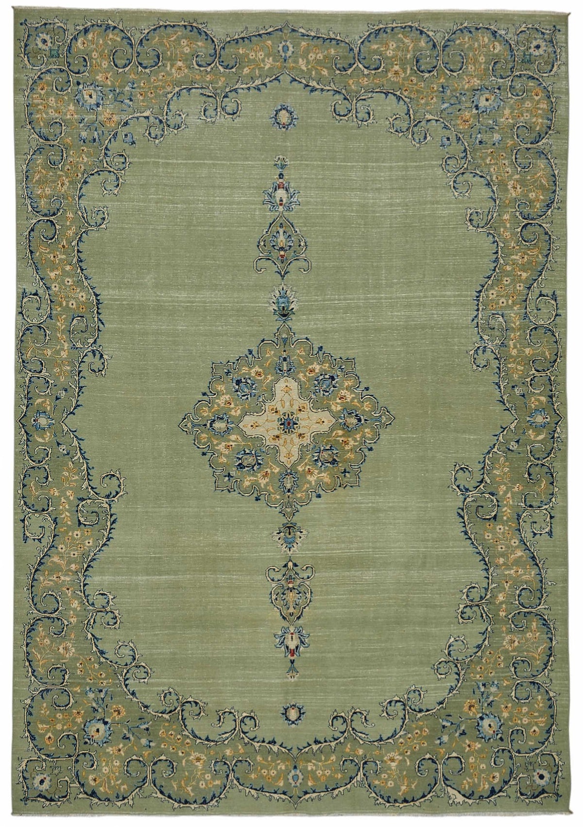 Zelko Madalyon Desenli Overdyed Yeşil Halı 244x350 cm