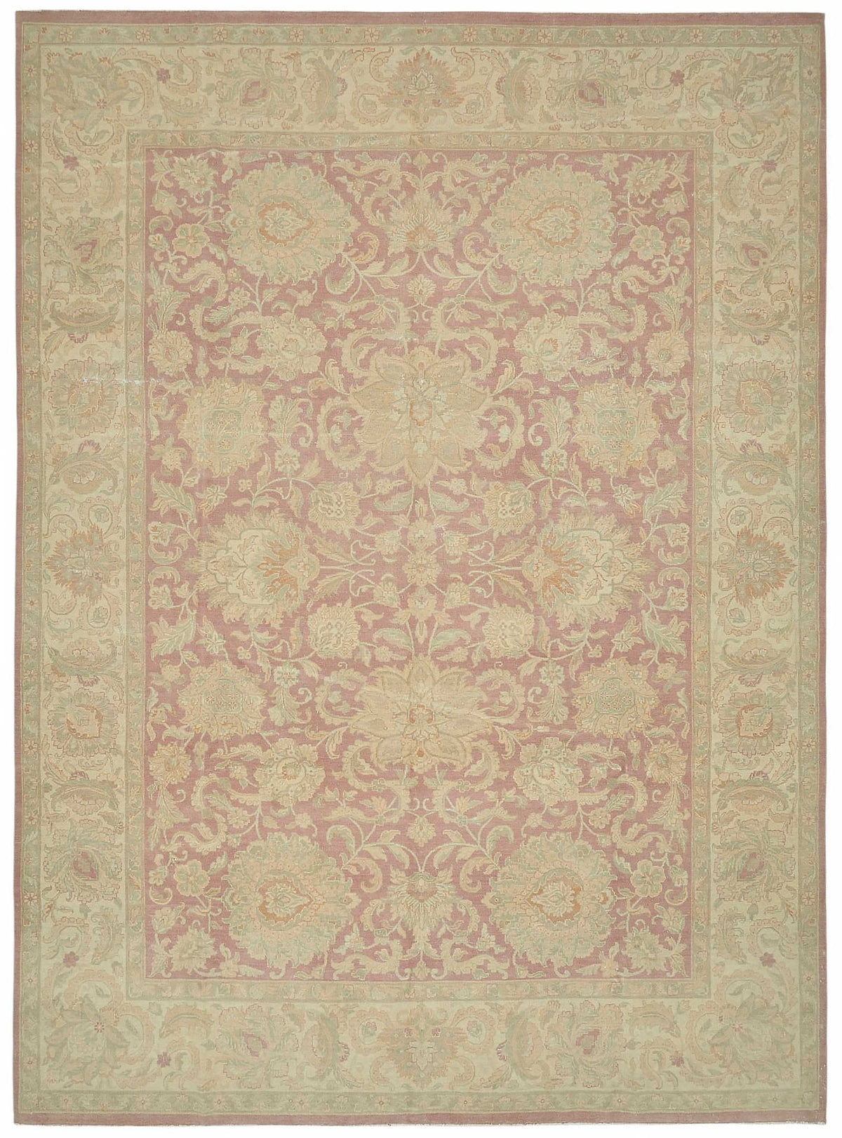 Vamave Bej, Gül Kurusu ve Krem Renkli Klasik Uşak Halısı 300x408 cm