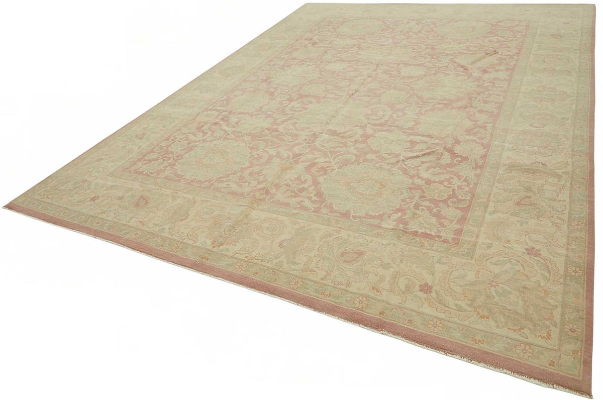 Vamave Bej, Gül Kurusu ve Krem Renkli Klasik Uşak Halısı 300x408 cm – doku yakın çekim